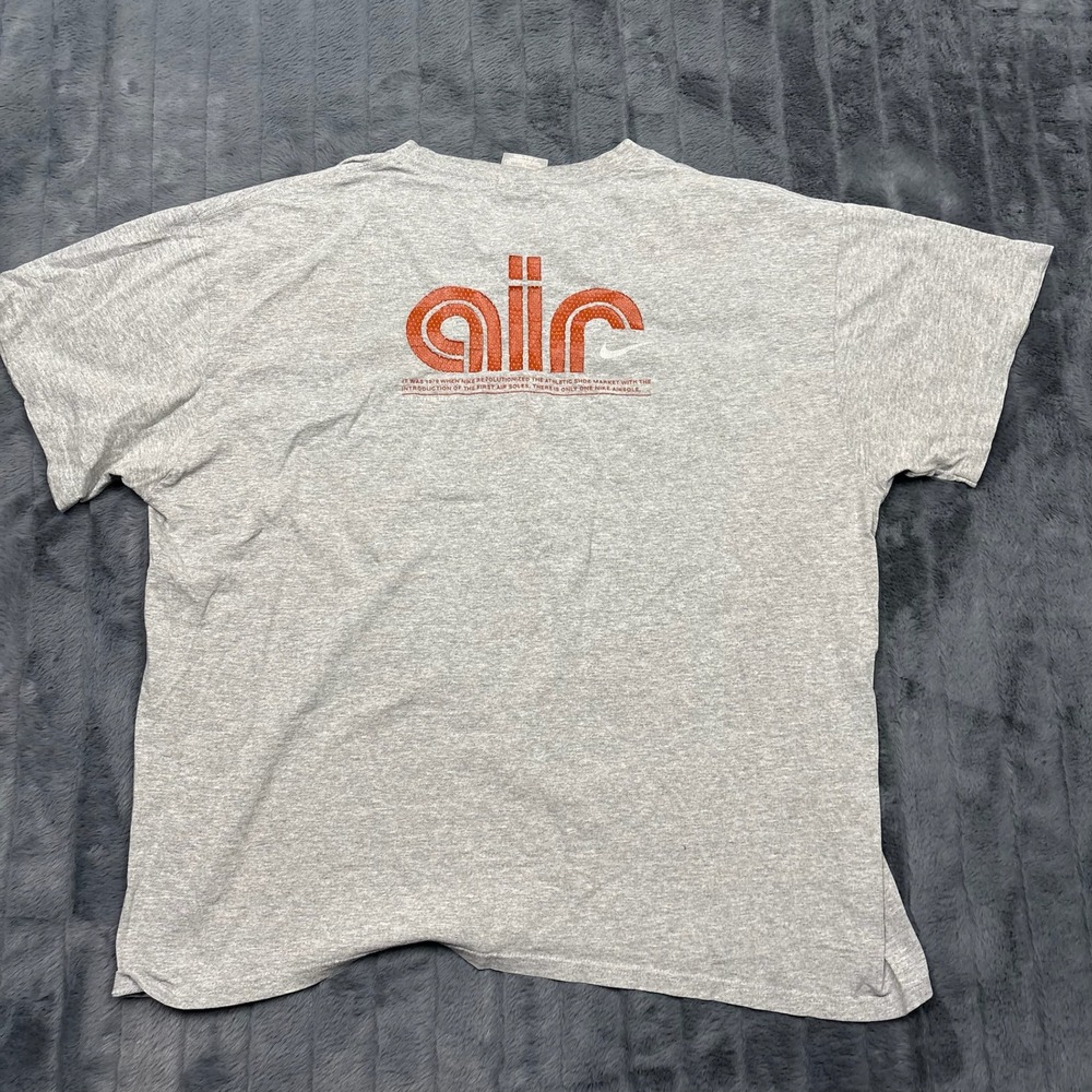 Nike Air Graphic T-Shirt Mens XL Heather Grey Orange Swoosh 1979 Airsole Tech